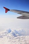 Aircraft Wing View Stock Photo