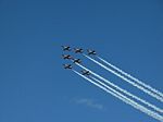 Aircrafts Painting The Blue Sky Stock Photo