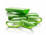 Aloe Vera Fresh Leaf. Isolated Over White Stock Photo