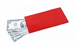 American Cash In Red Envelope. Stock Photo