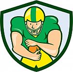 American Football Running Back Shield Cartoon Stock Photo