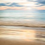 An Abstract Seascape With Blurred Panning Motion On Paper Backgr Stock Photo