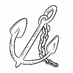 Anchor Cartoon - Line Drawn Stock Photo