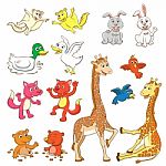 Animal Cartoon Set Stock Photo