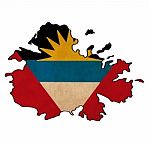 Antigua And Barbuda  Map On Antigua And Barbuda  Flag Drawing ,g Stock Photo