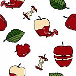 Apple Seamless Pattern By Hand Drawing On White Backgrounds Stock Photo