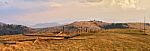 April Evening In Mountains. Spring Hills And Fields Stock Photo