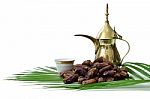 Arabic Coffee With Fresh Dates Stock Photo