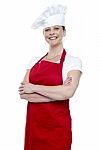 Arms Crossed Female Chef Stock Photo