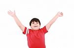 arms raising Young Boy Stock Photo