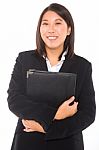 Asian Businesswoman With Documents Stock Photo