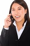 Asian Businesswoman With Mobile Stock Photo