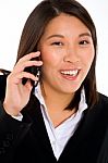 Asian Businesswoman With Mobile Stock Photo