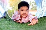 Asian Kid Playing Stock Photo