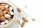 Assorted Almonds In A Bowl Stock Photo