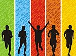 Athletes On A Colored Background Stock Photo