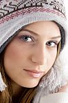 Attractive Face Of Female Wearing Cap Stock Photo