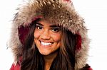 Attractive Girl In Fur Hood Stock Photo