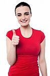 Attractive Girl Showing Thumbs Up Stock Photo