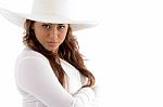 Attractive Woman Posing In Hat Stock Photo