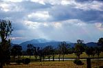 Australian Landscape With Sunbeams Stock Photo