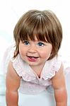 Baby Girl Crawling Stock Photo