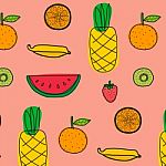 Background With Fruits Pattern Stock Photo