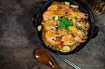 Baked Shrimp Vermicelli Stock Photo