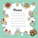 Bakery Doodle Menu Board Stock Photo