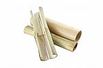 Bamboo Tube For Rice Steam On White Background Stock Photo