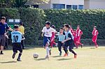 Bangkok, Thailand - Nov 2016: In The Nov 23, 2016. Youth Soccer Match, In Pieamsuwan Elementary School Stock Photo