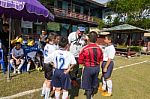 Bangkok, Thailand - Nov 2016: In The Nov 23, 2016. Youth Soccer Match, In Pieamsuwan Elementary School Stock Photo