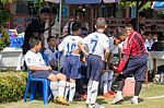 Bangkok, Thailand - Nov 2016: In The Nov 23, 2016. Youth Soccer Match, In Pieamsuwan Elementary School Stock Photo