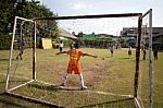 Bangkok, Thailand - Nov 2016: In The Nov 23, 2016. Youth Soccer Match, In Pieamsuwan Elementary School Stock Photo