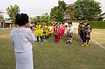 Bangkok, Thailand - Nov 2016: In The Nov 23, 2016. Youth Soccer Match, In Pieamsuwan Elementary School Stock Photo