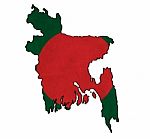 Bangladesh Map On Bangladesh Flag Drawing ,grunge And Retro Flag Stock Photo