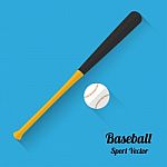 Baseball Bats And Ball Icon, Flat  Illustration Stock Photo