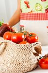 Basket Of Tomatoes Stock Photo