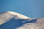 Beautiful Alps Winter Panoramic Aerial View Stock Photo