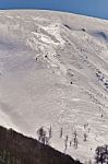 Beautiful Alps Winter Panoramic Aerial View Stock Photo