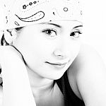 Beautiful Asian Girl Wearing A Bandana Stock Photo