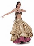 Beautiful Belly Dancer In Rich Costume Stock Photo