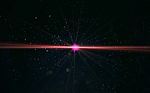 Beautiful Blue Digital Lens Flare In Black Background Horizontal Frame.sun Burst On Space Background Stock Photo