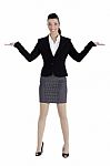 Beautiful Business Woman Stretching Hands Stock Photo