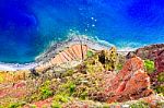 Beautiful Colorful Coastal Landscape With Blue Sea Stock Photo