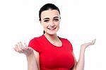 Beautiful Girl Wearing Bright Red Top Stock Photo