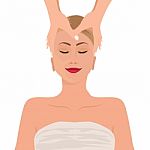 Beautiful Hand Drawn Illustration Spa Salon. Spa Woman Waiting Spa Massage Her Face Stock Photo