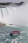 Beautiful Isolated Photo Of A Ship Near Amazing Niagara Waterfall Stock Photo