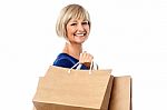 Beautiful Lady Carrying Shopping Bags Stock Photo