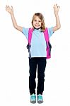 Beautiful Little Girl With Backpack Stock Photo